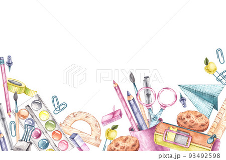Watercolor background back to school 93492598