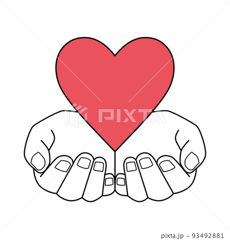 ハートを包む手のイラスト ハートを包む手のイラスト 93492881