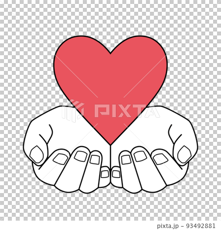 ハートを包む手のイラスト ハートを包む手のイラスト 93492881