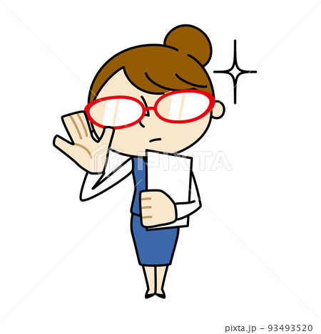 制服の女性　メガネをかけて書類を持つ 93493520