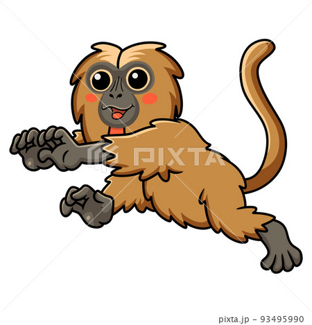 Cute little gelada monkey cartoon running 93495990