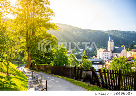 Rozmberk town panorama in South Bohemia Rozmberk town panorama in South Bohemia 93496007