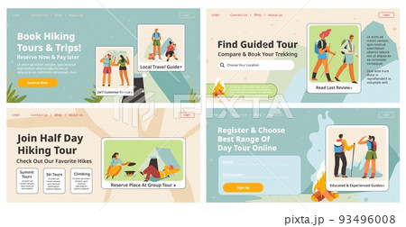 Landing banner design with hicking tour promotion Landing banner design with hicking tour promotion 93496008