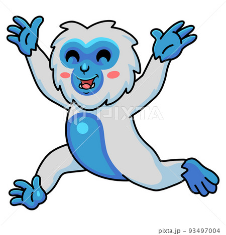 Cute little yeti cartoon running 93497004