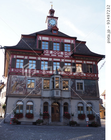 Town hall in Stein am Rhein village in Switzerland - vertical Town hall in Stein am Rhein village in Switzerland - vertical 93497232