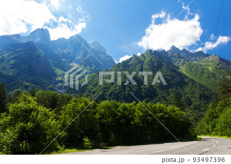 Road in the mountains of the Caucasus. 93497396