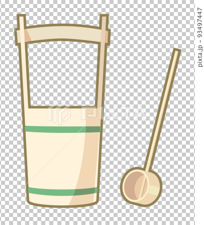Illustration of a bucket and a ladle 93497447