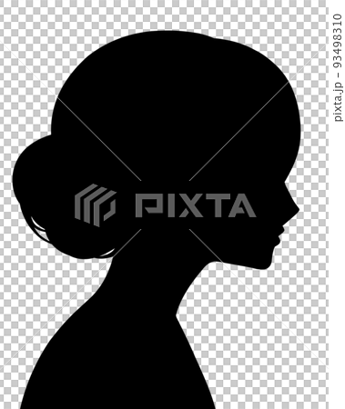 女性の横顔　シルエット　おだんご 93498310