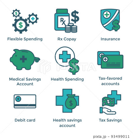 Medical Tax Savings - Health savings account or flexible spending account has HSA, FSA, tax-sheltered savings Medical Tax Savings - Health savings account or flexible spending account has HSA, FSA, tax-sheltered savings 93499011