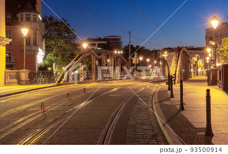 Wroclaw. Old houses in night illumination at dawn. Wroclaw. Old houses in night illumination at dawn. 93500914