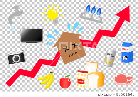 設置價格上漲的插圖。家庭對一系列價格上漲尖叫。 設置價格上漲的插圖。家庭對一系列價格上漲尖叫。 93501643