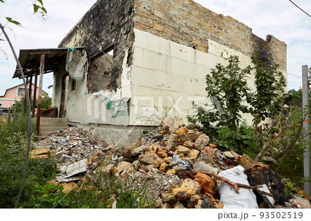 Moshchun, Ukraine - August 25, 2022: For more than a month there were battles between Ukrainian and russian occupant forces in the vicinity of the village of Moshun in the Kiev region. 93502519