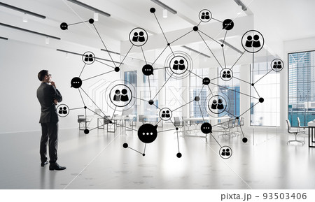 Networking and social communication concept as effective point for modern business Networking and social communication concept as effective point for modern business 93503406