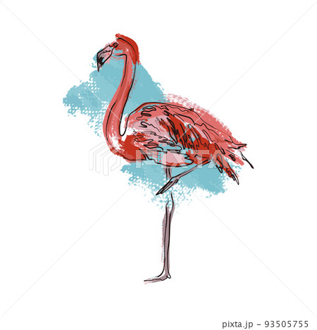 An abstract beautiful pink flamingo stands onのイラスト素材 