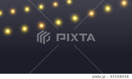 Glowing lamps garland. Decorative Christmas lights. Fairy lights chain. Wall decoration for party. Led bulb lamp string. Vector  93508048