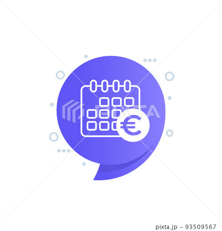 payment calendar icon with euro 93509567