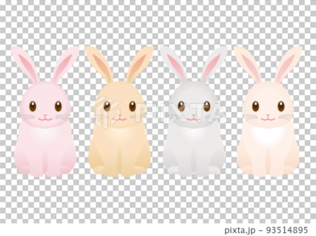 四個坐著的可愛兔子角色 93514895