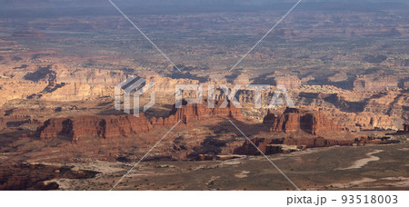 Scenic American Landscape and Red Rock Mountains in Desert Canyon. 93518003