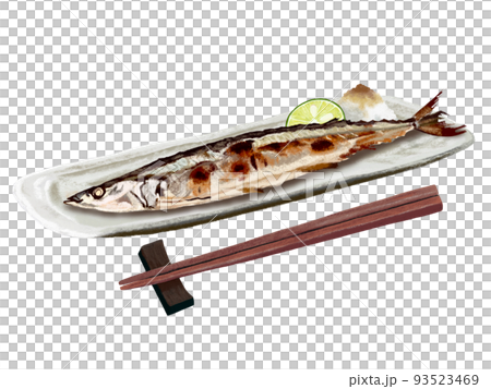 Grilled saury (with chopsticks) 93523469