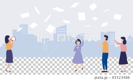 Handbill distribution, leaflet distribution, advertising, advertising, sampling, posting illustration material 93523486