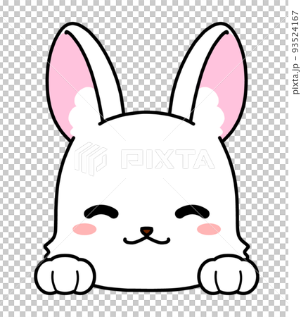 ひょっこり顔をのぞかせるようなウサギの顔のアイコンのイラスト素材