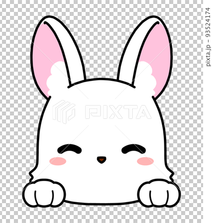 ひょっこり顔をのぞかせるようなウサギの顔のアイコンのイラスト素材