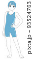 オールインワンの水着を着た中高生 93524763