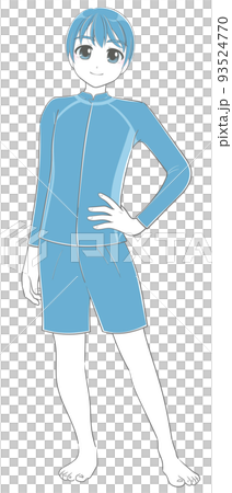 Junior and senior high school students wearing unisex separate swimsuits 93524770