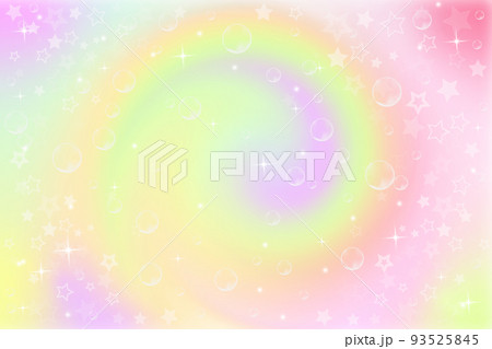 Pastel rainbow background with swirl. Fantasy neon unicorn pattern. Bright multicolored sky with stars. Vector illustration. 93525845