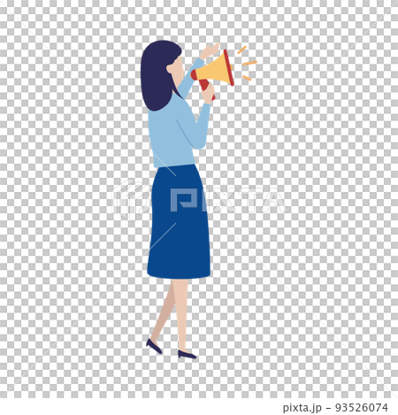 一名日本婦女用擴音器宣布的插圖素材 93526074