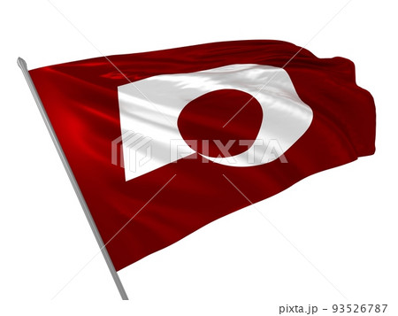 Proud flag of Kumamoto Prefecture of Japan fluttering in the wind. 3d illustration 93526787