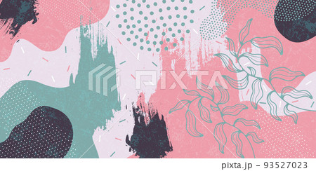 Cute doodle pattern background with abstract shapes. 93527023