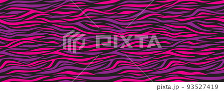 Zebra pink and purple seamless pattern. Abstract stripes, repeating background. Vector printing for fabrics, posters, banners. Zebra pink and purple seamless pattern. Abstract stripes, repeating background. Vector printing for fabrics, posters, banners. 93527419