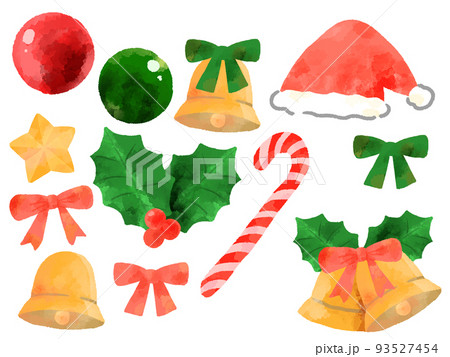 クリスマス小物素材　手描き水彩風 93527454