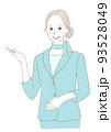 案内ポーズをするスーツの女性 93528049