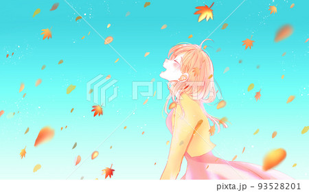 幸せそうな女性　秋　紅葉 93528201