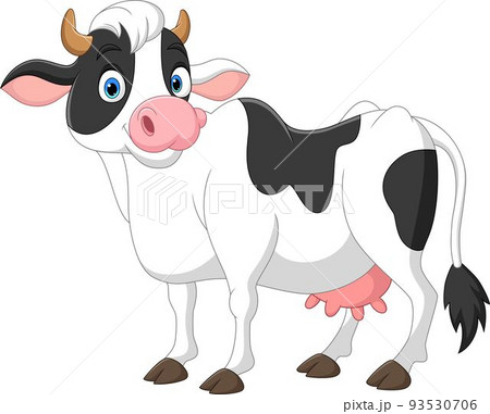 Happy cartoon cow on white background 93530706