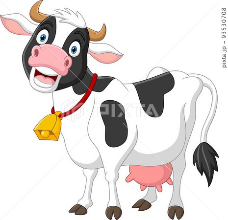 Happy cartoon cow on white background 93530708