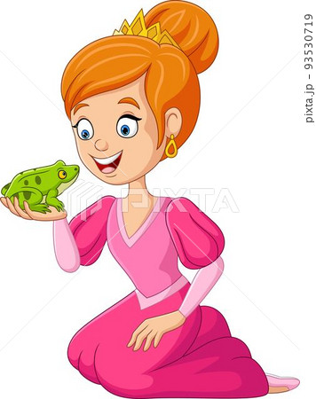 Cartoon princess with frog in her hands Cartoon princess with frog in her hands 93530719