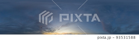 Dark blue sunset sky panorama with pink Cumulus clouds. Seamless hdr 360 pano in spherical equirectangular format. Full zenith for 3D visualization, game, sky replacement for aerial drone panoramas Dark blue sunset sky panorama with pink Cumulus clouds. Seamless hdr 360 pano in spherical equirectangular format. Full zenith for 3D visualization, game, sky replacement for aerial drone panoramas 93531588