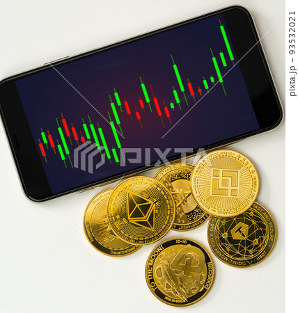 Green profit graph bull market on crypto currency on mobile phone Green profit graph bull market on crypto currency on mobile phone 93532021