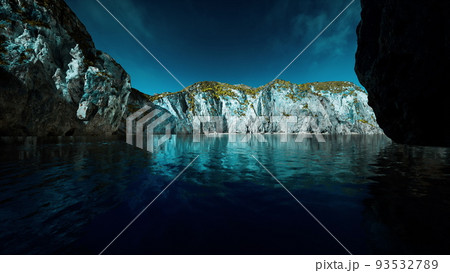 panoramic view of nice rocky huge cliff and sea 93532789