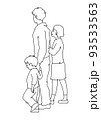 子供達の散歩　モノクロ線画 93533563
