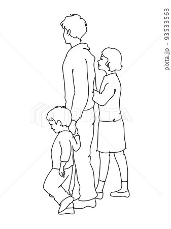 子供達の散歩 モノクロ線画 子供達の散歩 モノクロ線画 93533563