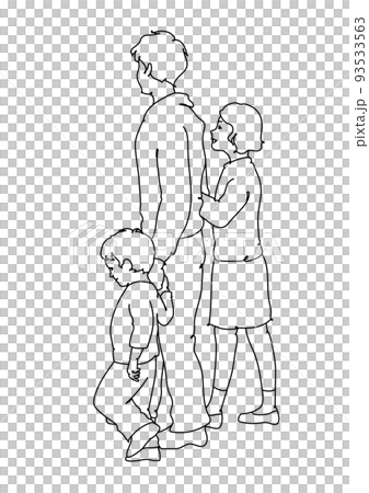 子供達の散歩 モノクロ線画 子供達の散歩 モノクロ線画 93533563