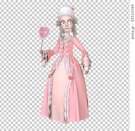 3D illustration of a woman in a dress 93533594