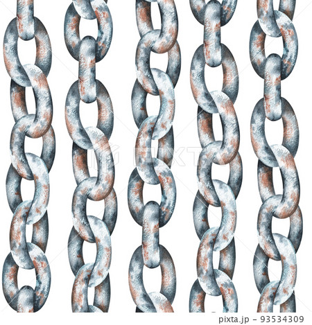Chain seamless pattern. Watercolor illustration. Isolated on a white background. 93534309