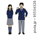 喜ぶ制服学生男女全身 93534326