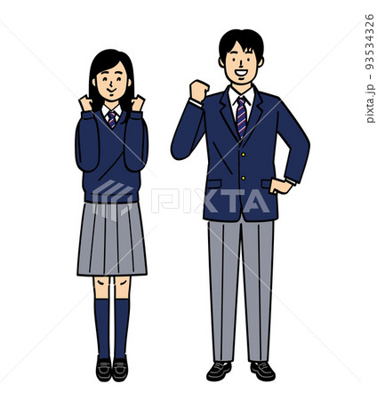 喜ぶ制服学生男女全身 93534326