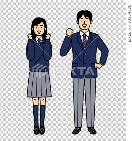 喜ぶ制服学生男女全身 93534326